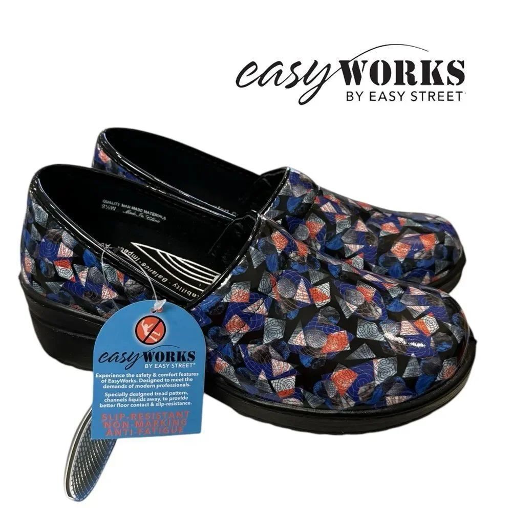 NEW Easy Works by Easy Street Lyndee Women's Work Nursing Shoes Clogs 9.5 9.5W